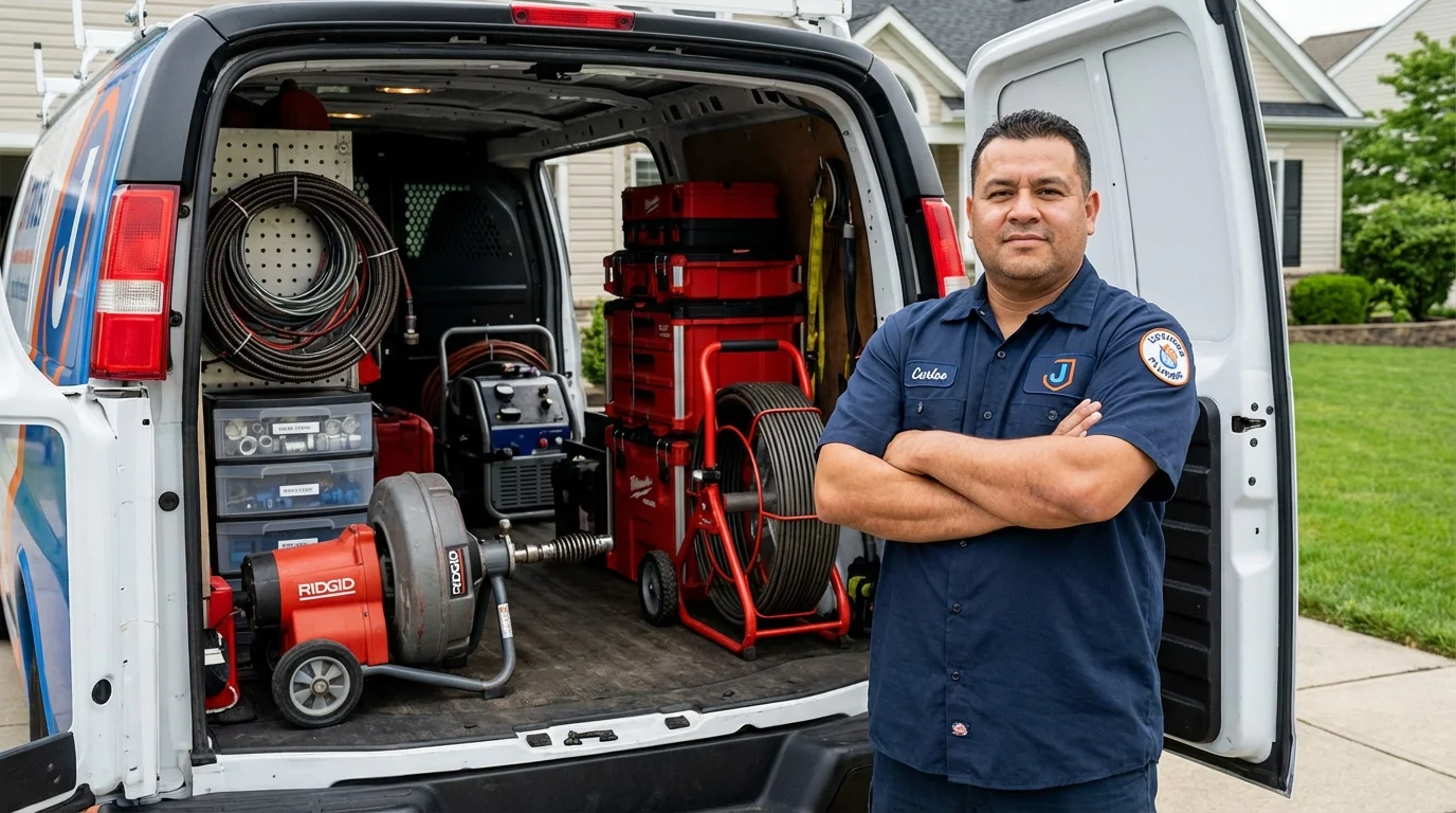 Professional drain cleaning equipment and Johns Plumbing LLC plumber in Conley