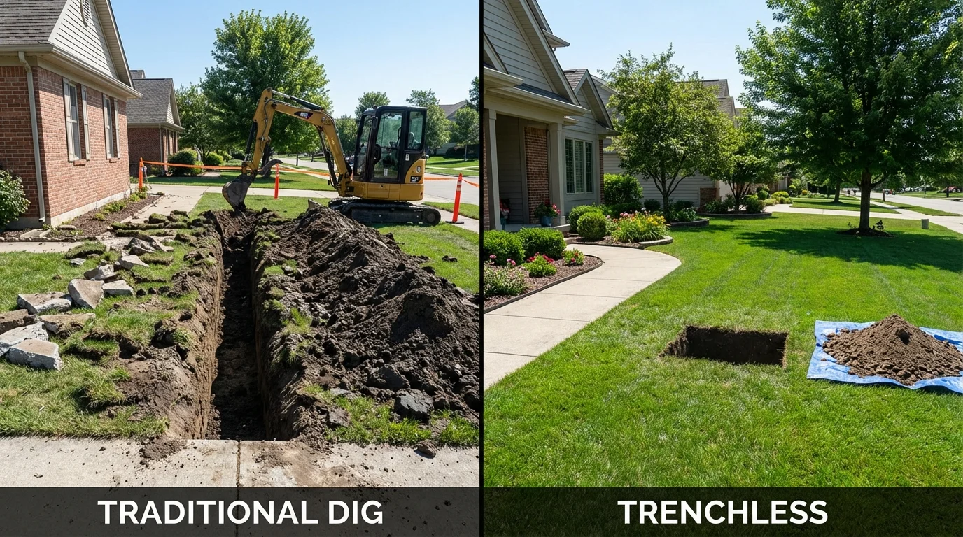 Trenchless sewer repair with minimal yard damage versus traditional excavation in Conley, GA